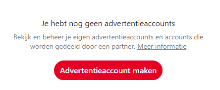 pinterest - knop advertentieaccount